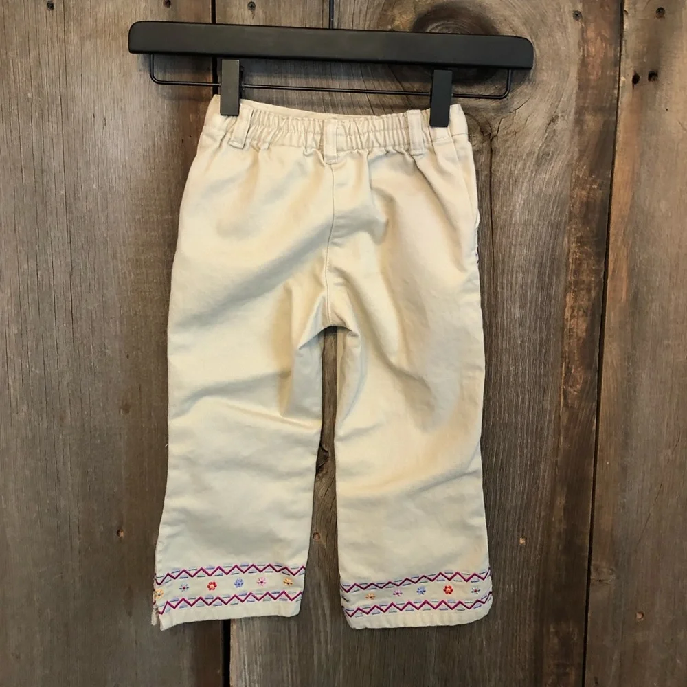 2000 Gymboree Tan Khaki Embroidered Pants Size Small 3 Years